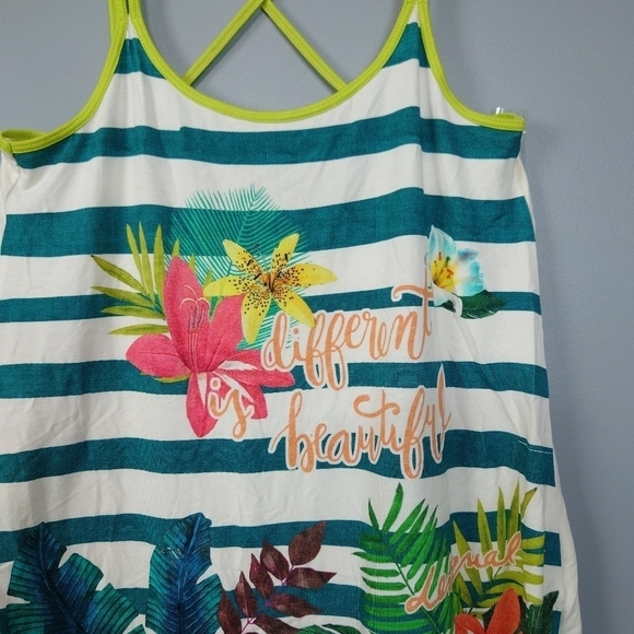 Desigual Multi-Colored Floral/Striped Strappy Back Tank Top Size Small - Picture 4 of 9